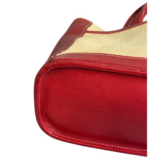 Coach 6121 Bleecker Satchel Linen Canvas & Red Leather Tote Bag*Vintage 1999 - Picture 6 of 16